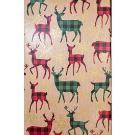 Plaid Deer Gift Wrapping Paper 24" x 417'