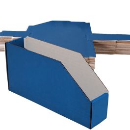 Blue Corrugated Bin (White Inside) - 4 x 9 x 4½" - 50/Bundle