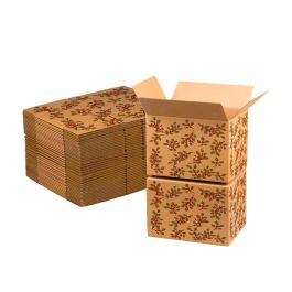 Christmas Holly Berries Print Kraft Shipping Box
