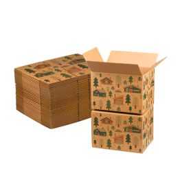 Christmas Winter Lodge Forest Print Kraft Shipping Box