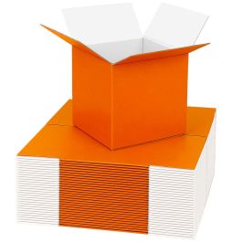 Orange Color Shipping Boxes (White Inside) - 6 x 6 x 6" 