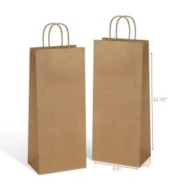 Kraft Paper Shopping Bag - 6½ x 3½ x 12 3/8 - 100/Case
