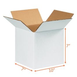 White Shipping Boxes (Customizable) - 10 x 7 x 7" - 25/Bundle