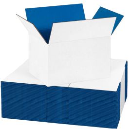 Blue Color Shipping Boxes (White Outside) - 6 x 4 x 4" 