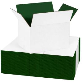 Green Color Shipping Boxes (White Outside) - 6 x 4 x 4" 