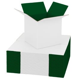 Green Color Shipping Boxes (White Outside) - 4 x 4 x 4" 