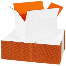 Orange Color Shipping Boxes (White Outside) - 9 x 6 x 6" 