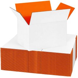 Orange Color Shipping Boxes (White Outside) - 6 x 4 x 4" 