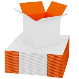 Orange Color Shipping Boxes (White Outside) - 4 x 4 x 4" 