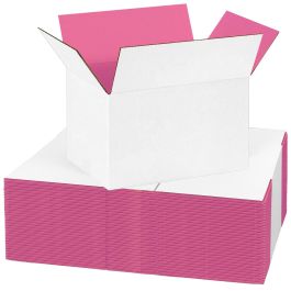 Pink Color Shipping Boxes (White Outside) - 10 x 10 x 4" 
