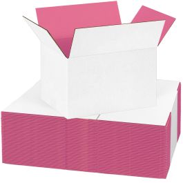 Pink Color Shipping Boxes (White Outside) - 6 x 4 x 4" 