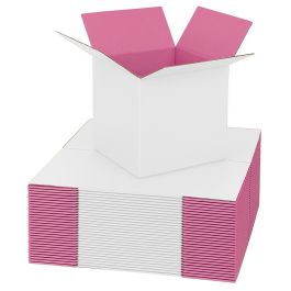 Pink Color Shipping Boxes (White Outside) - 9 x 9 x 9" 