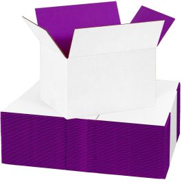 Purple Color Shipping Boxes (White Outside) - 6 x 4 x 4" 