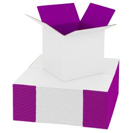 Purple Color Shipping Boxes (White Outside) - 9 x 9 x 9" 