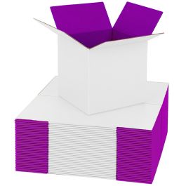 Purple Color Shipping Boxes (White Outside) - 4 x 4 x 4" 