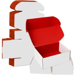 Red Mailer Box (White Outside) - 5 x 5 x 5" 