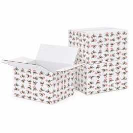 Christmas Candy Canes and Bows Print White Shipping Box