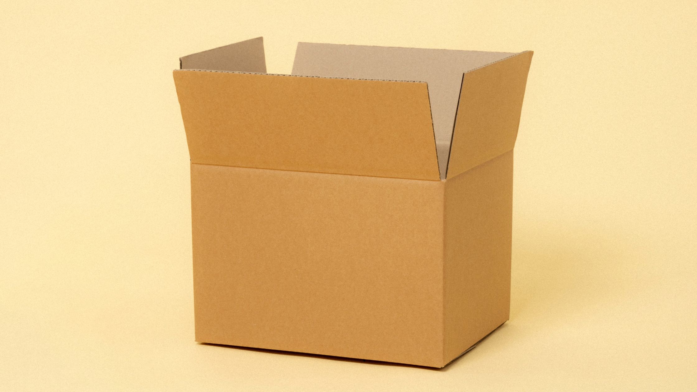 Open and empty 8x8x8 cardboard shipping box
